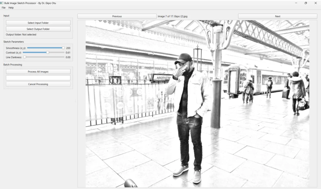 Bulk Image Sketch Processor App Window 2 - Transform Hundreds of Photos Into Beautiful Pencil Sketches Instantly